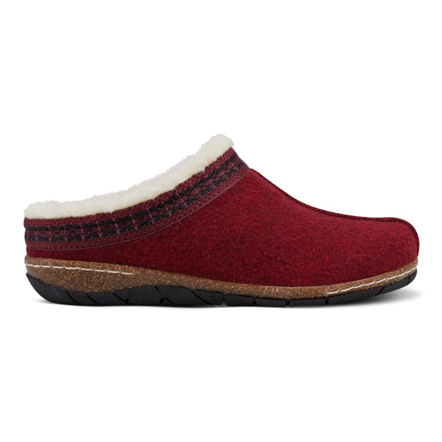 Boots & Booties Earth Shoes | Elya Round Toe Casual Slip-On Flat Clogs Dark Red