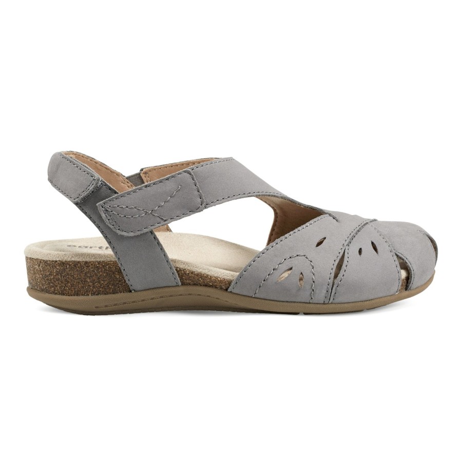 Casual Earth Shoes | Birdine Casual Round Toe Slip-On Sandals Grey