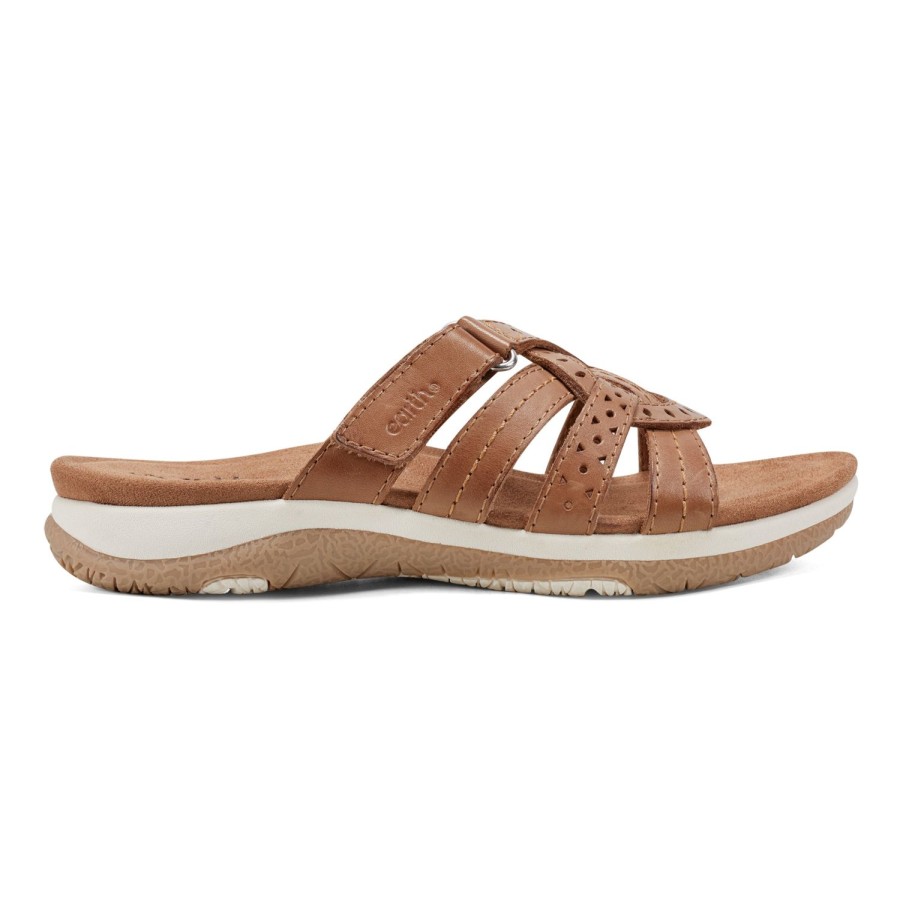 Casual Earth Shoes | Sassoni Strappy Casual Slip-On Flat Sandals Medium Natural