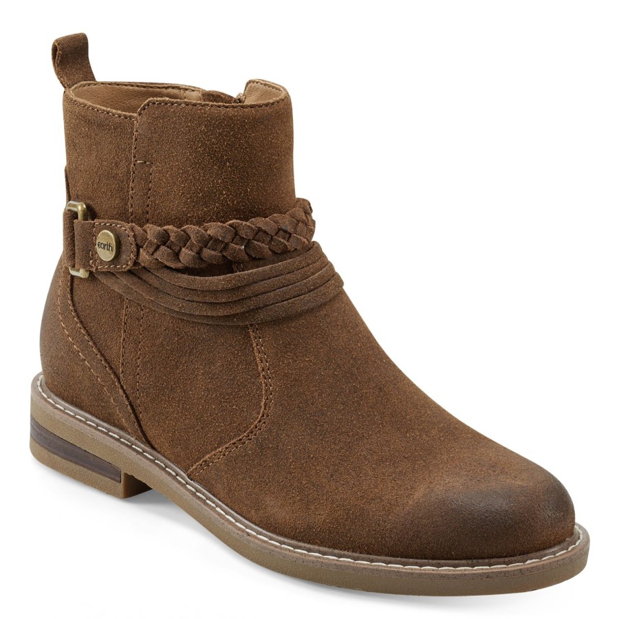 Boots & Booties Earth Shoes | Jeno Round Toe Casual Booties Dark Natural