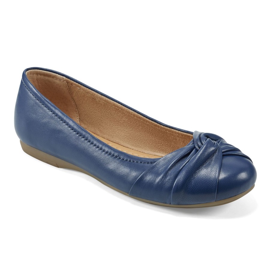 Casual Earth Shoes | Jacci Lightweight Round Toe Slip-On Dress Flats Dark Blue