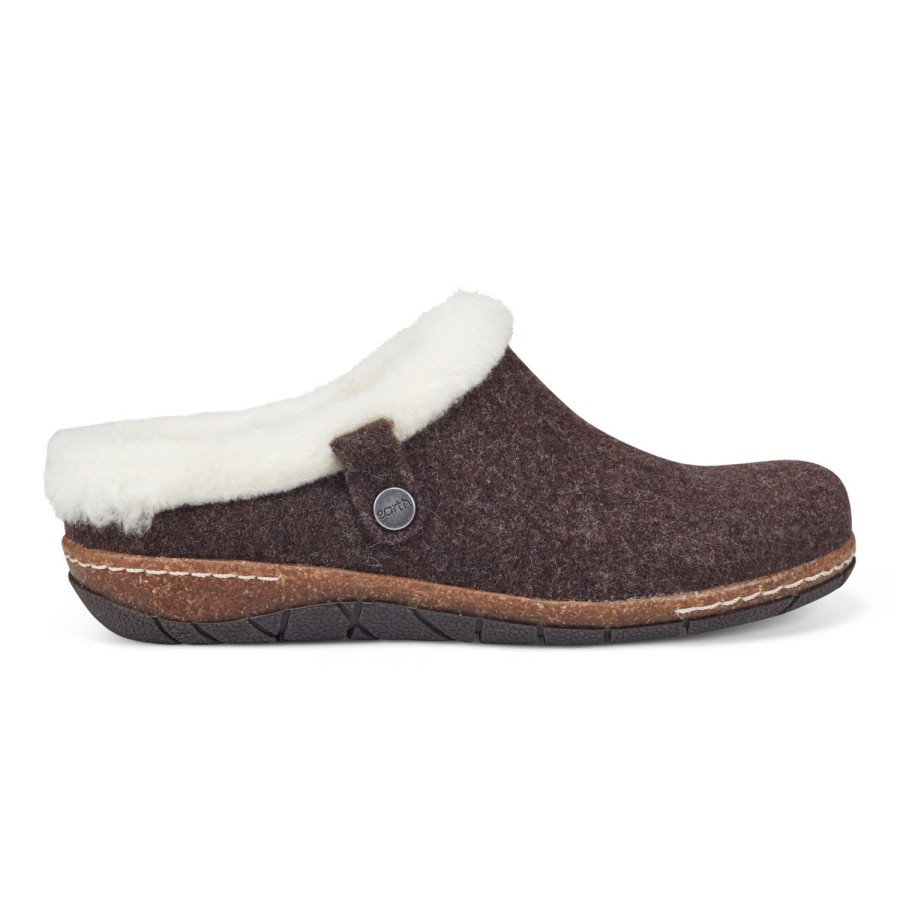 Boots & Booties Earth Shoes | Elena Cold Weather Round Toe Casual Slip-On Clogs Medium Brown