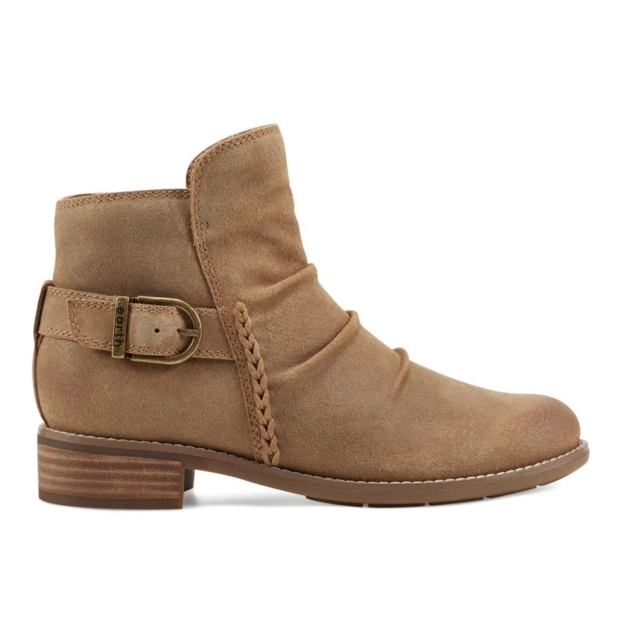 Boots & Booties Earth Shoes | Naira Round Toe Ruched Casual Booties Light Natural