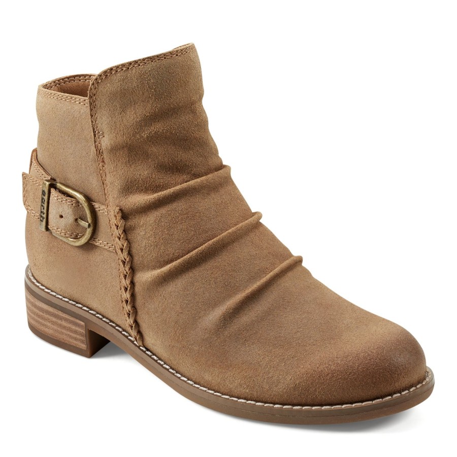 Boots & Booties Earth Shoes | Naira Round Toe Ruched Casual Booties Light Natural