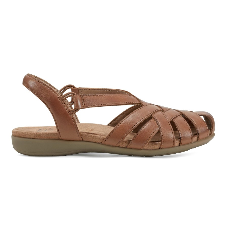 Casual Earth Shoes | Berri Woven Casual Round Toe Slip-On Sandals Light Brown