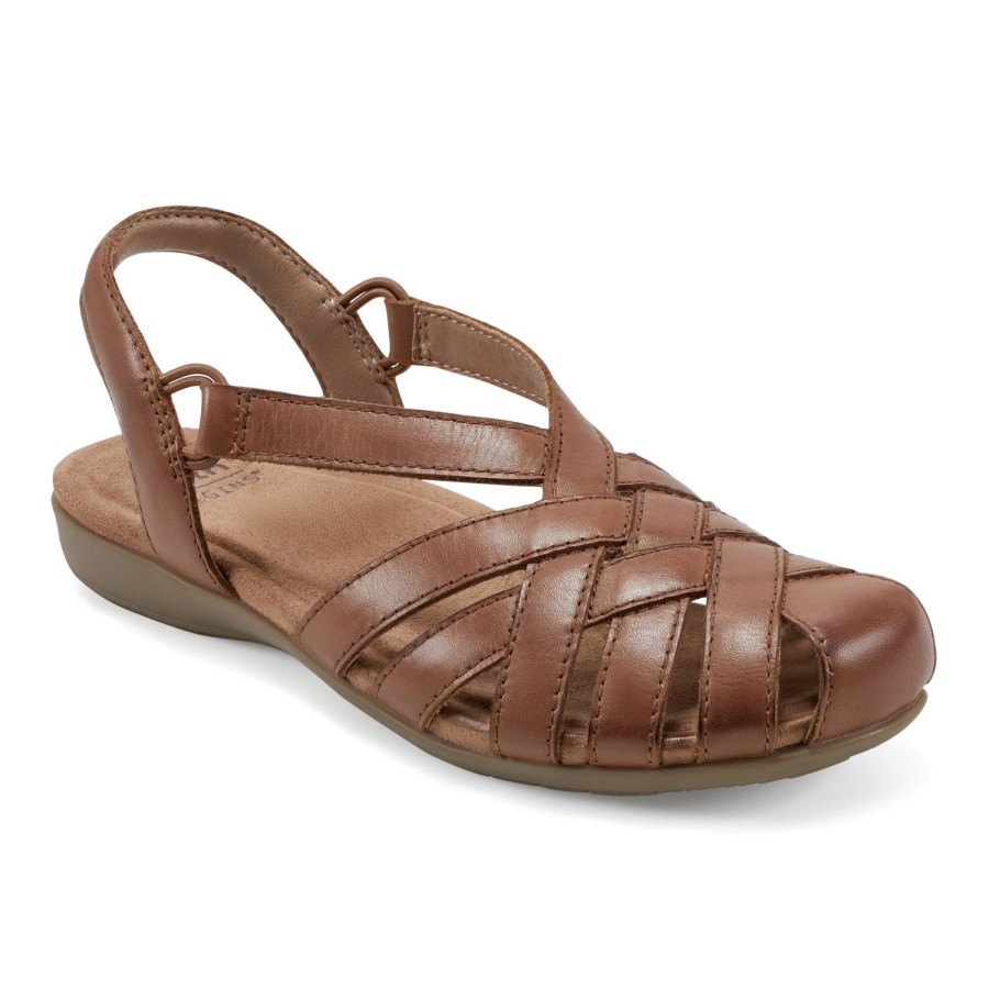 Casual Earth Shoes | Berri Woven Casual Round Toe Slip-On Sandals Light Brown