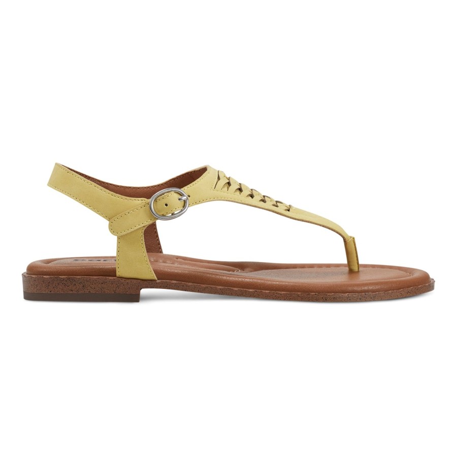 Casual Earth Shoes | Xanya Round Toe Woven Casual Flat Sandals Yellow