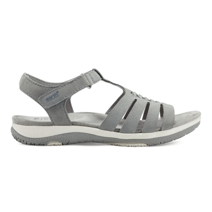 Casual Earth Shoes | Saila Woven Lightweight Strappy Casual Flat Sandals Medium Gray