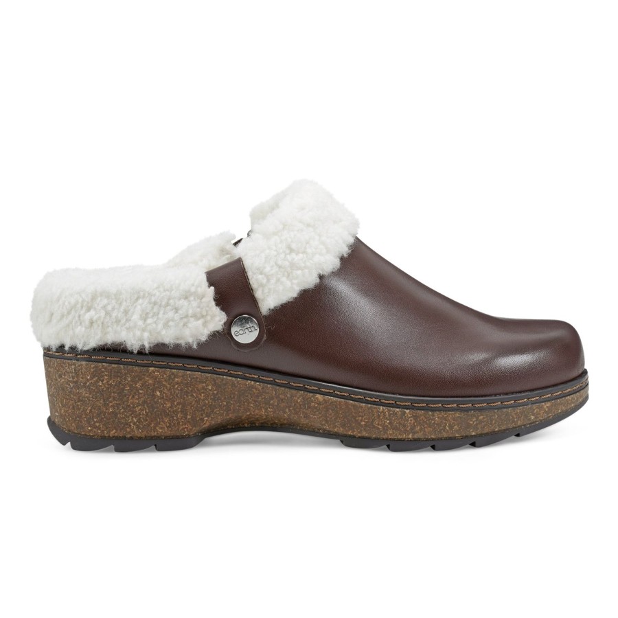 Boots & Booties Earth Shoes | Kona Round Toe Slip-On Casual Heeled Mules Dark Brown