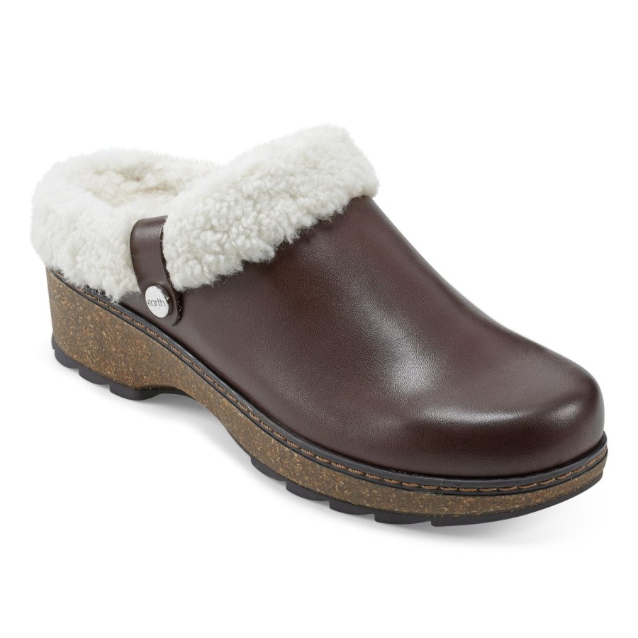 Boots & Booties Earth Shoes | Kona Round Toe Slip-On Casual Heeled Mules Dark Brown