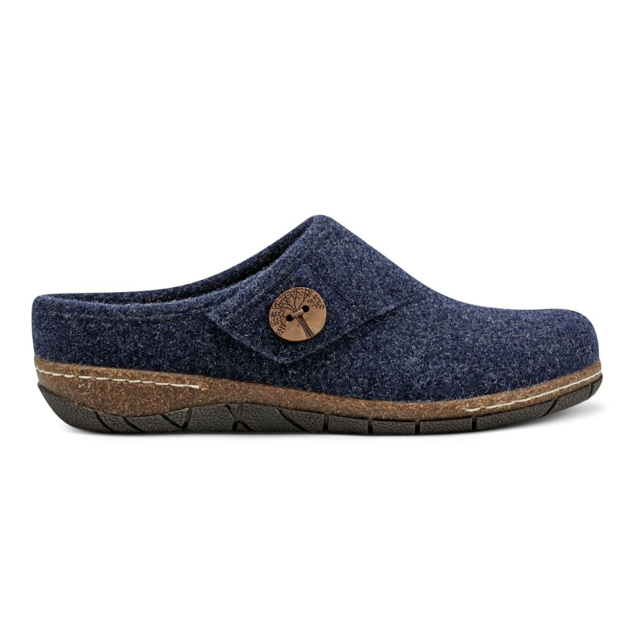 Boots & Booties Earth Shoes | Ezra Round Toe Casual Slip-On Flat Clogs Dark Blue