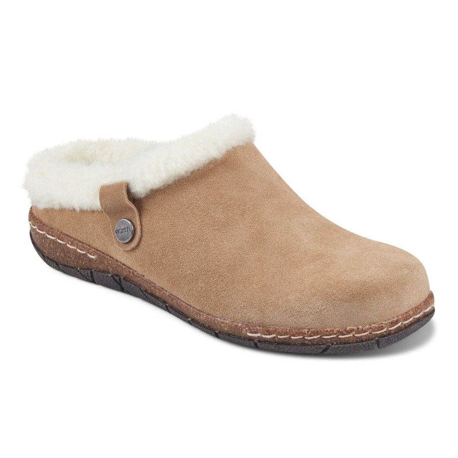 Casual Earth Shoes | Elena Cold Weather Round Toe Casual Slip-On Clogs Medium Natural