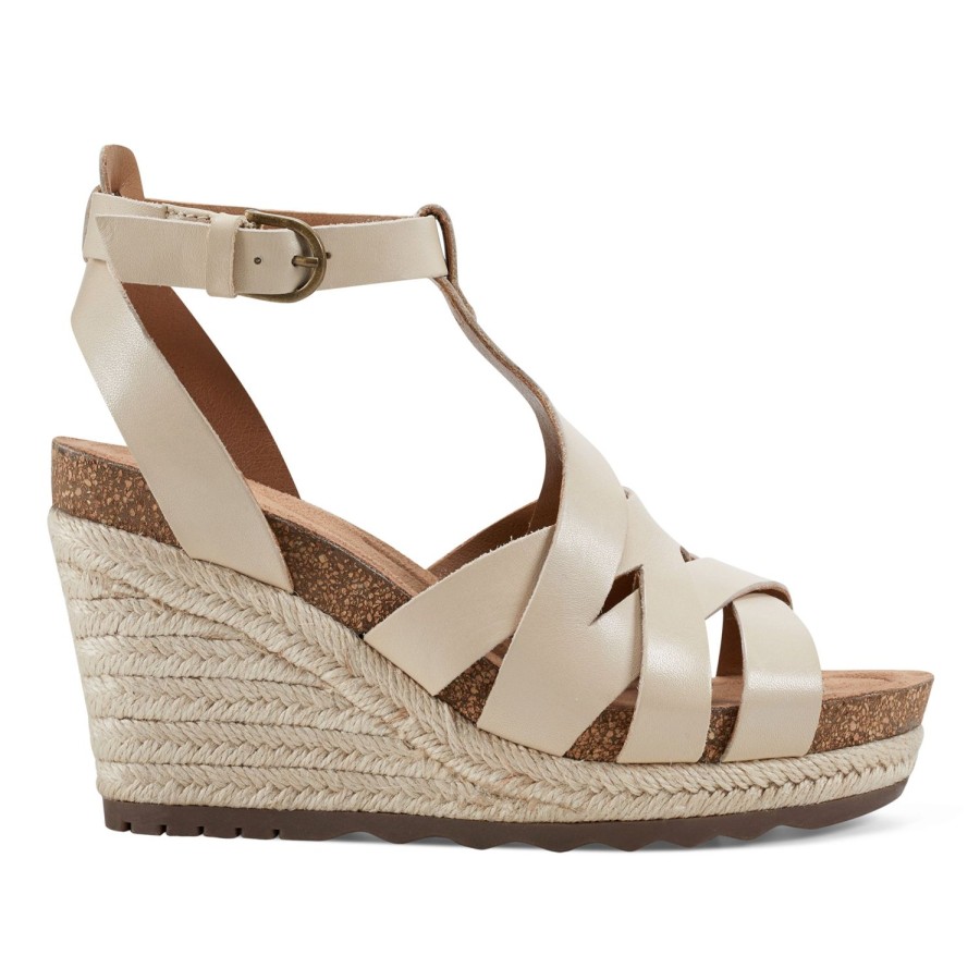 Casual Earth Shoes | Malera Woven Casual Wedge Sandals Ivory