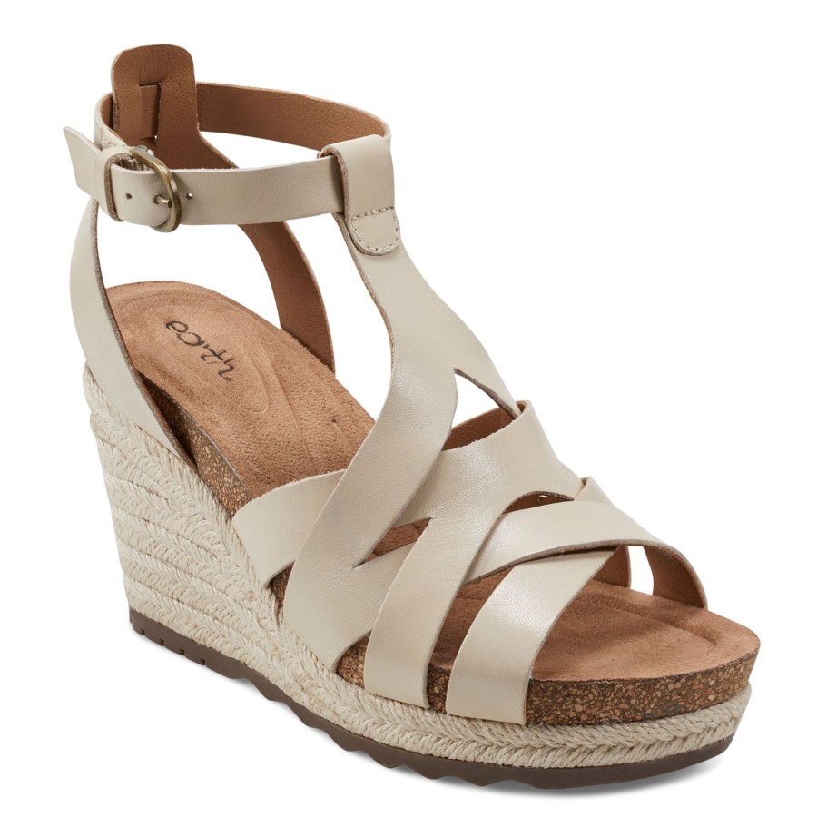 Casual Earth Shoes | Malera Woven Casual Wedge Sandals Ivory