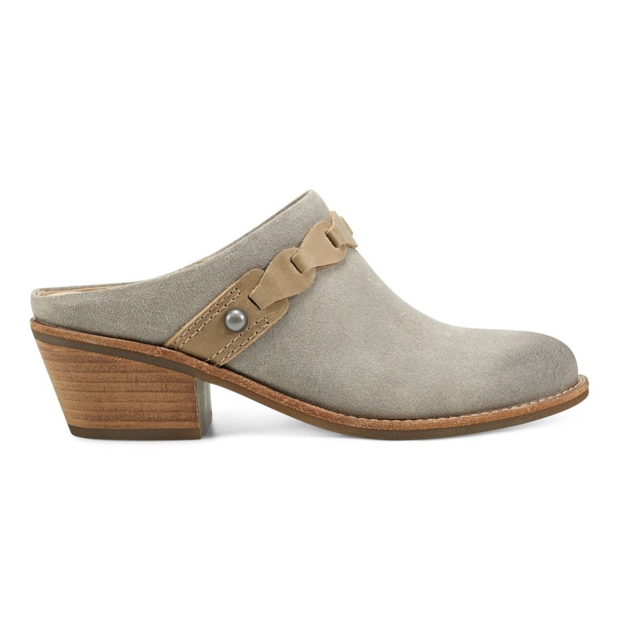 Casual Earth Shoes | Juliet Block Heel Lug Sole Casual Mules Taupe