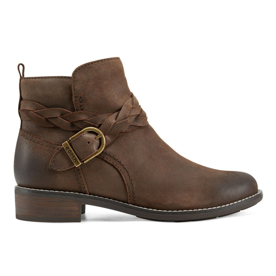 Boots & Booties Earth Shoes | Nicole Round Toe Casual Booties Dark Brown