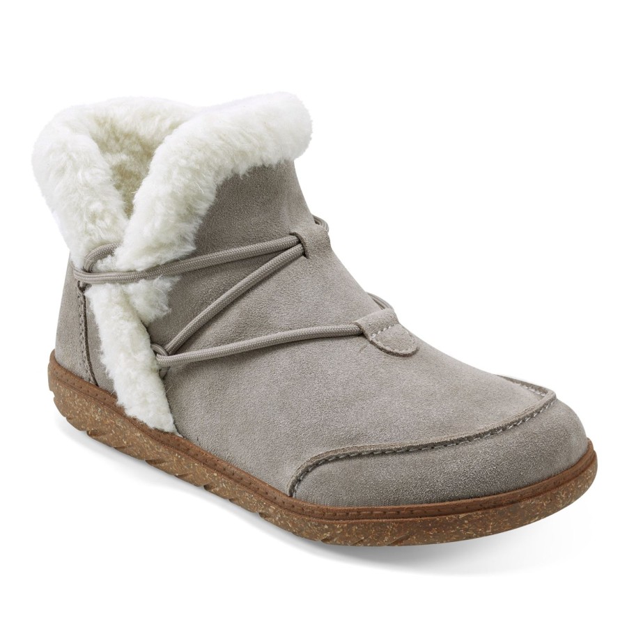 Boots & Booties Earth Shoes | Fleet Cold Weather Lace-Up Casual Booties Medium Gray