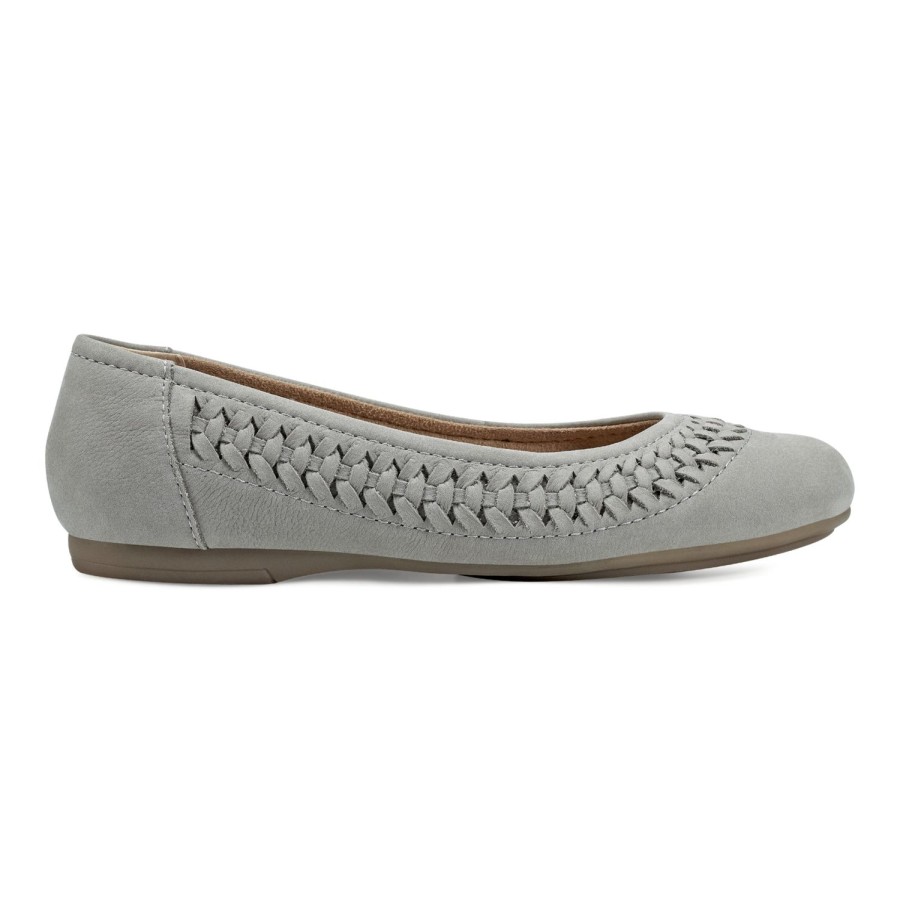 Casual Earth Shoes | Jett Woven Round Toe Slip-On Dress Flats Medium Gray