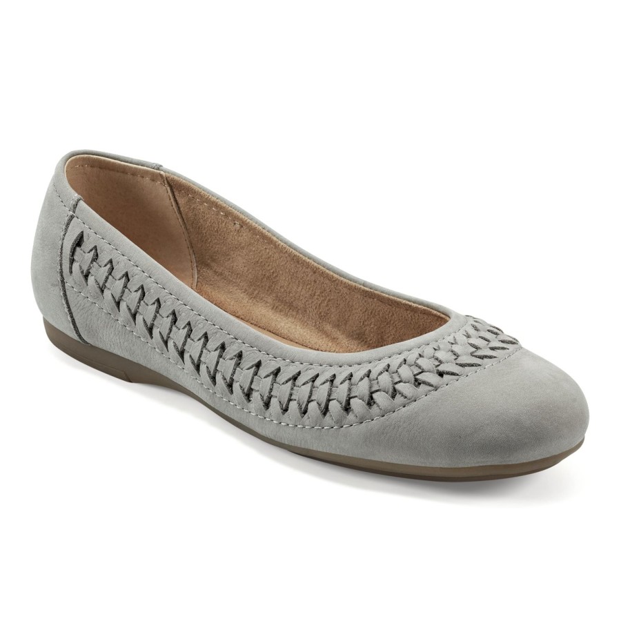 Casual Earth Shoes | Jett Woven Round Toe Slip-On Dress Flats Medium Gray