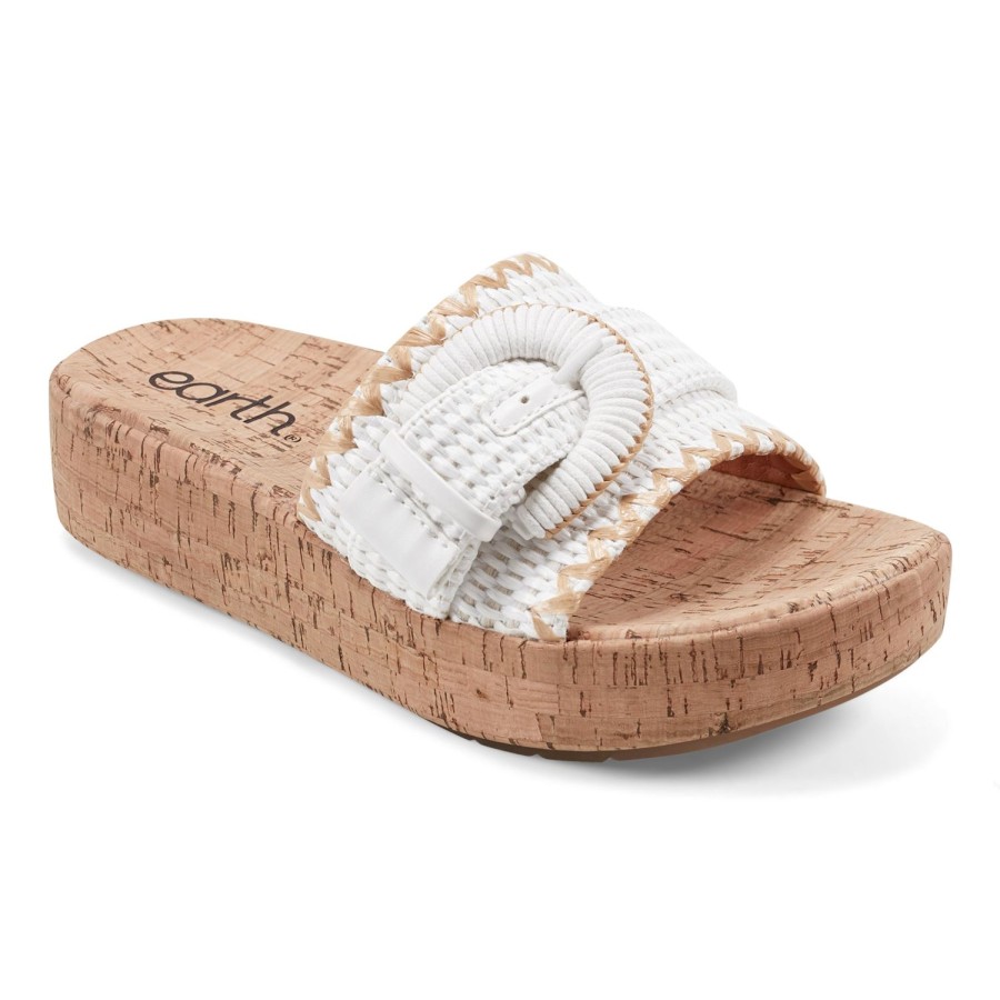 Casual Earth Shoes | Samsy Casual Slip-On Wedge Platform Sandals Ivory