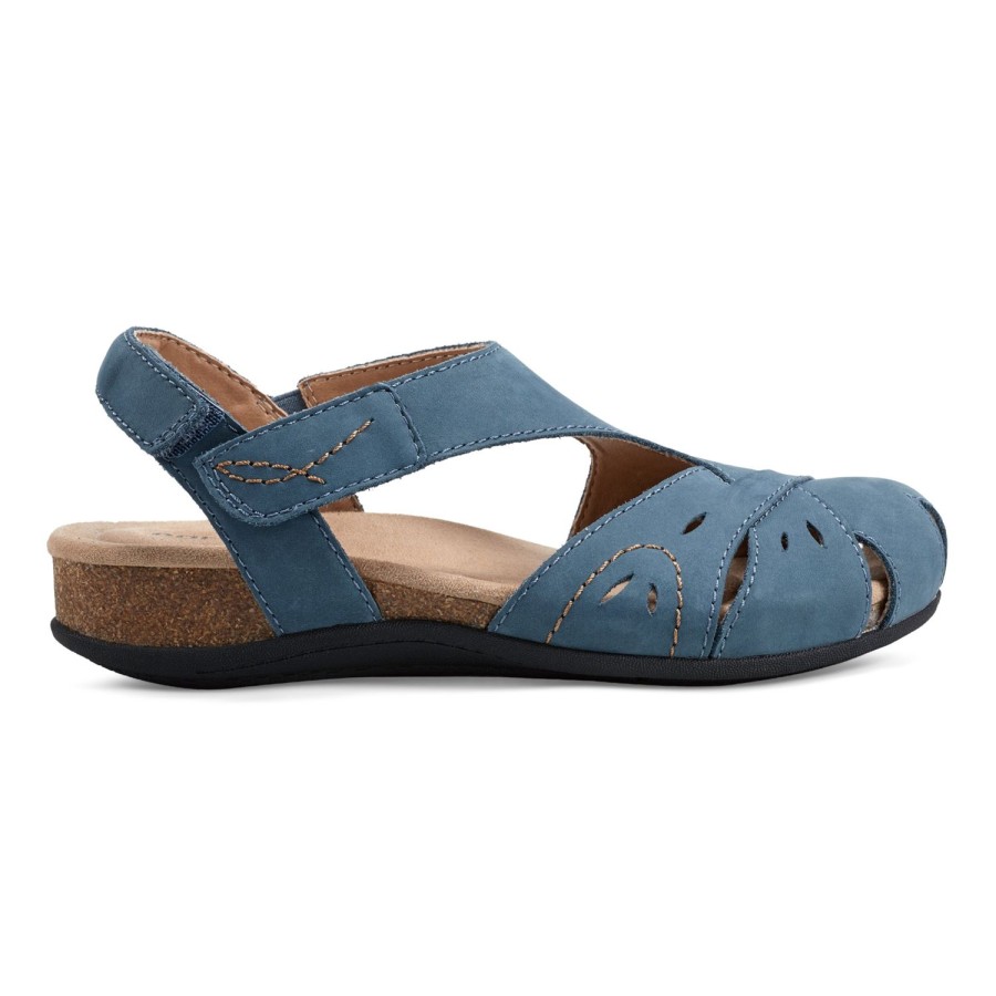 Casual Earth Shoes | Birdine Casual Round Toe Slip-On Sandals Medium Blue