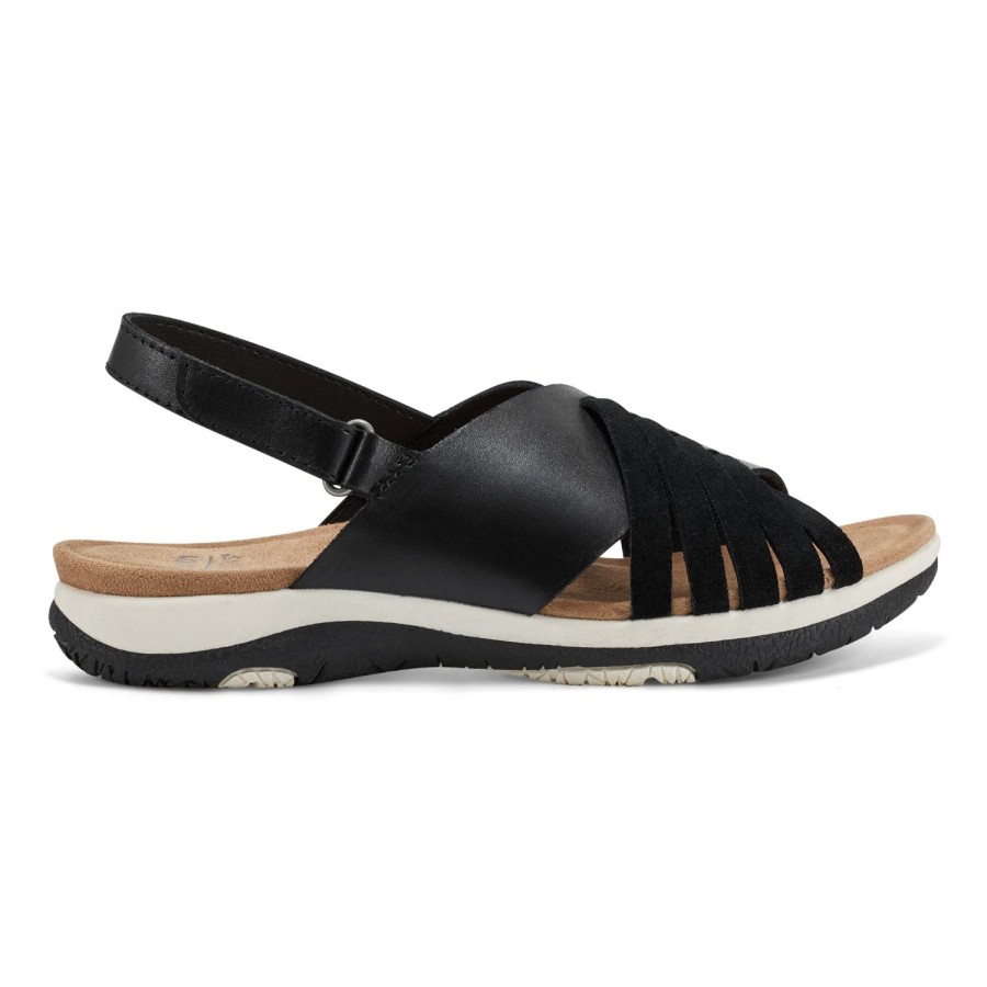 Casual Earth Shoes | Suzie Lightweight Woven Casual Flat Sandals Black