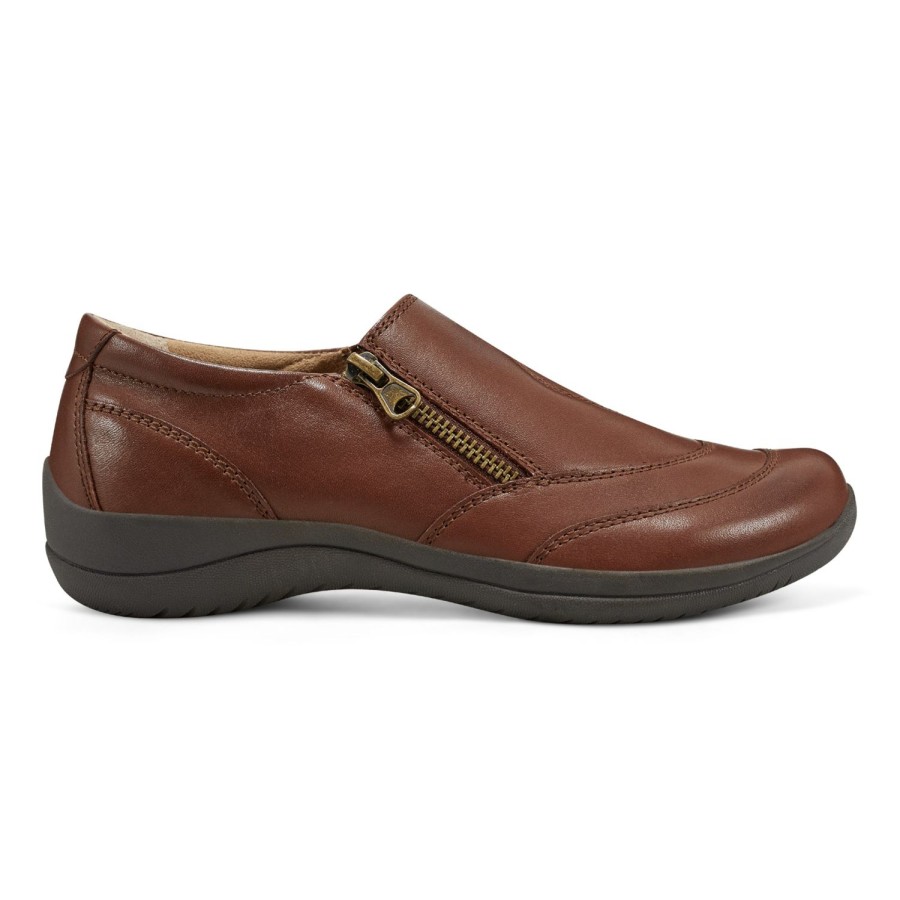 Casual Earth Shoes | Farraday Round Toe Casual Slip-On Flats Medium Brown