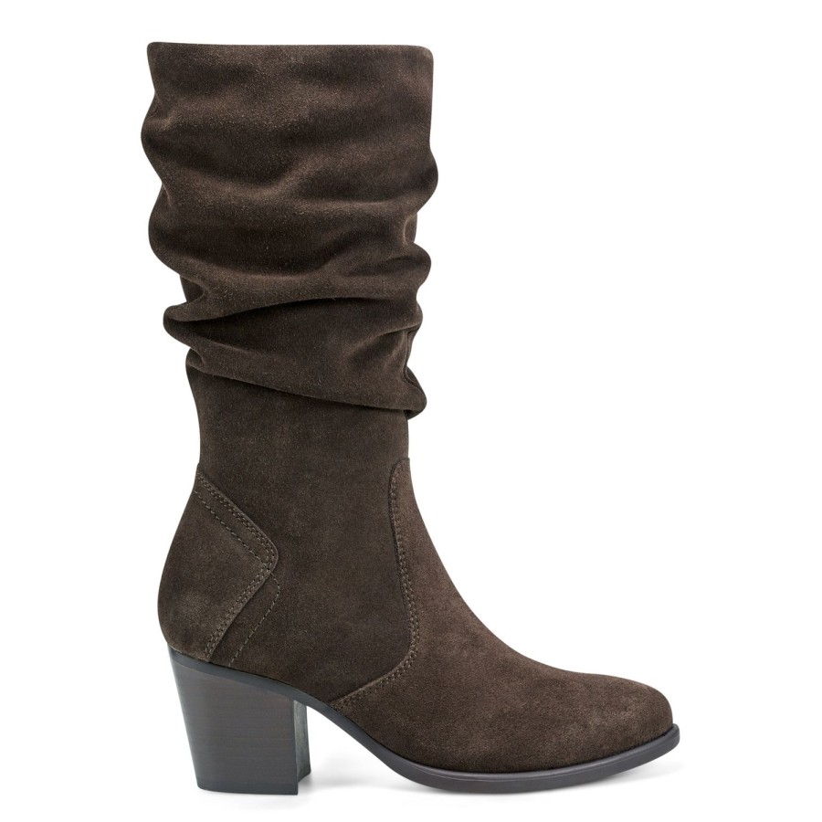 Boots & Booties Earth Shoes | Vine Block Heel Almond Toe Casual Boots Dark Brown