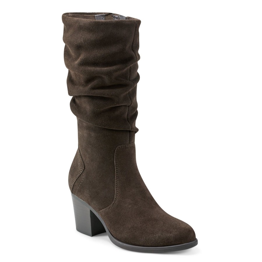 Boots & Booties Earth Shoes | Vine Block Heel Almond Toe Casual Boots Dark Brown