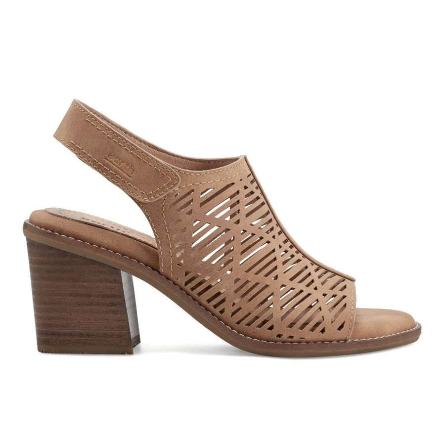 Casual Earth Shoes | Aurara Stacked Block Heel Dress Sandals Brown