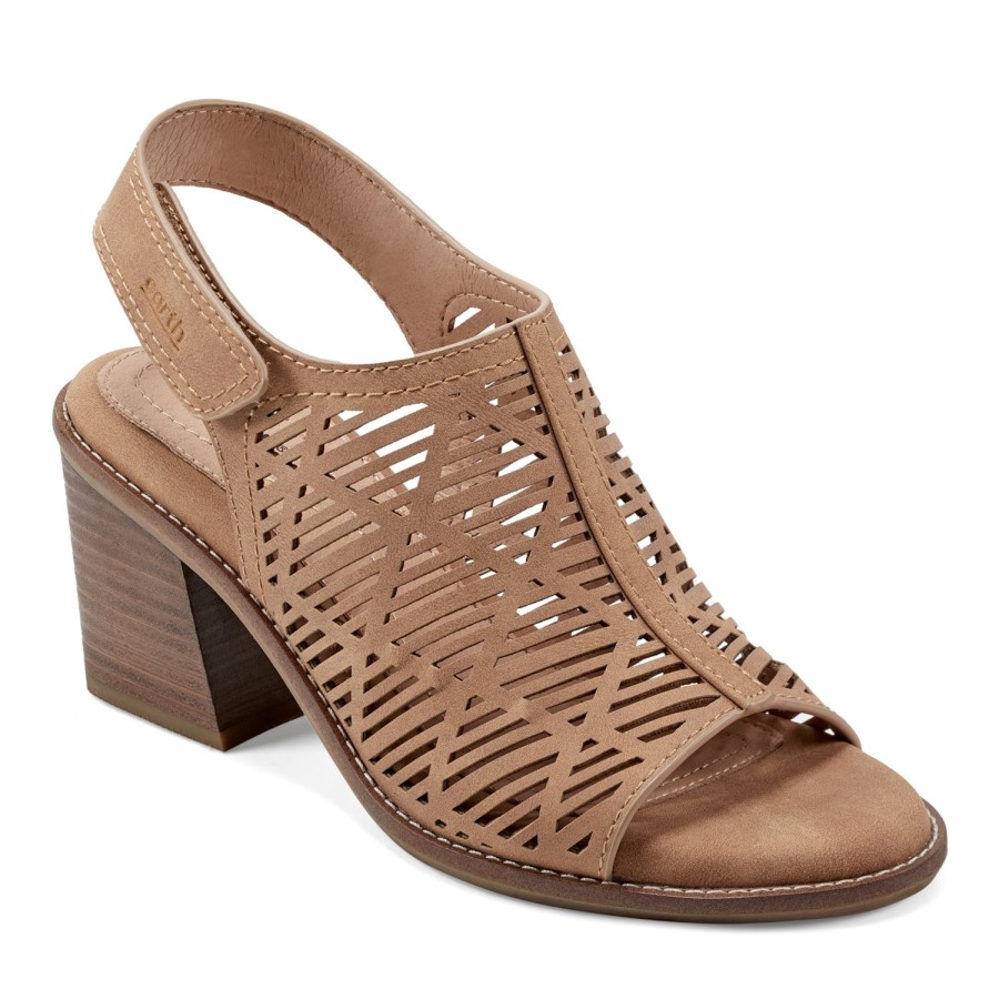 Casual Earth Shoes | Aurara Stacked Block Heel Dress Sandals Brown