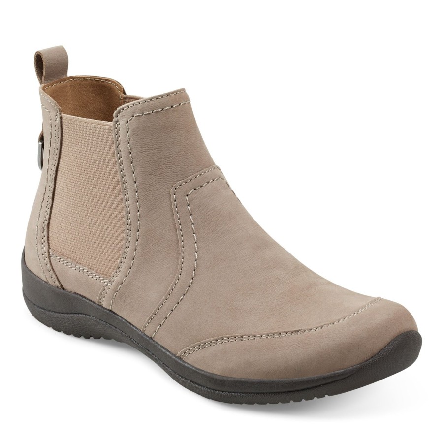 Boots & Booties Earth Shoes | Faine Round Toe Casual Slip-On Flat Booties Taupe