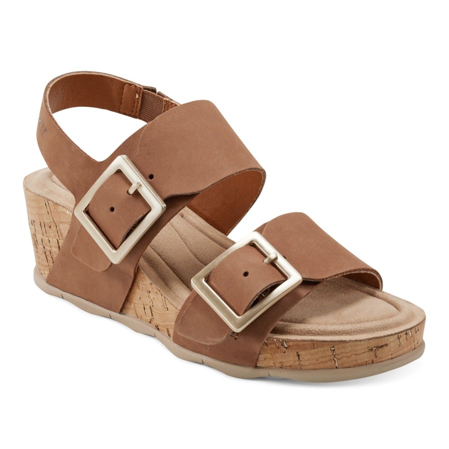 Casual Earth Shoes | Willa Strappy Casual Mid Cork Wedge Sandals Medium Natural