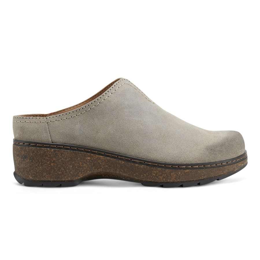 Casual Earth Shoes | Kolia Round Toe Slip-On Casual Heeled Mules Brown