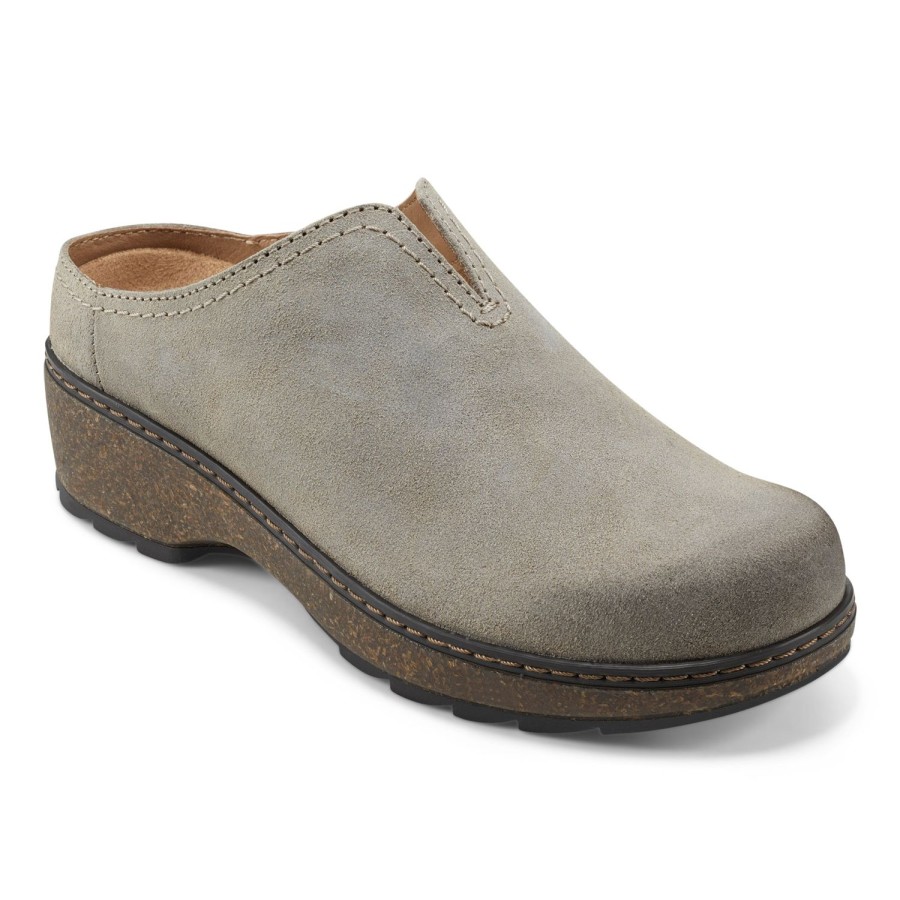 Casual Earth Shoes | Kolia Round Toe Slip-On Casual Heeled Mules Brown