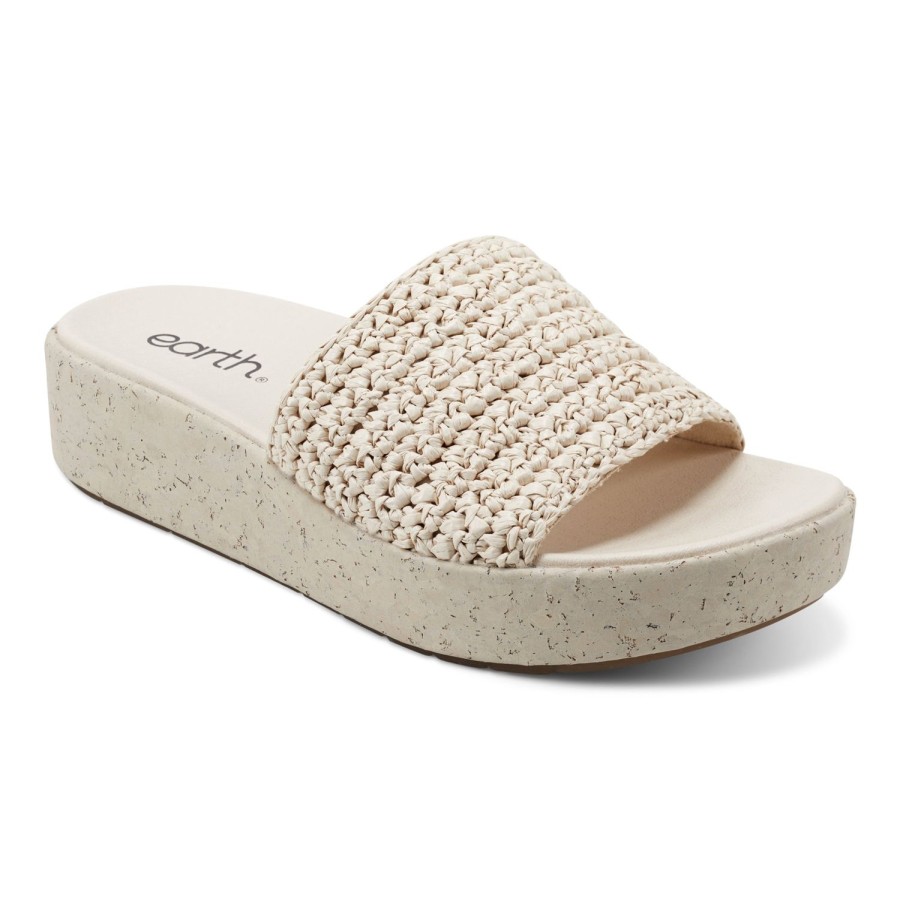 Casual Earth Shoes | Sachan Casual Slip-On Wedge Platform Sandals Ivory