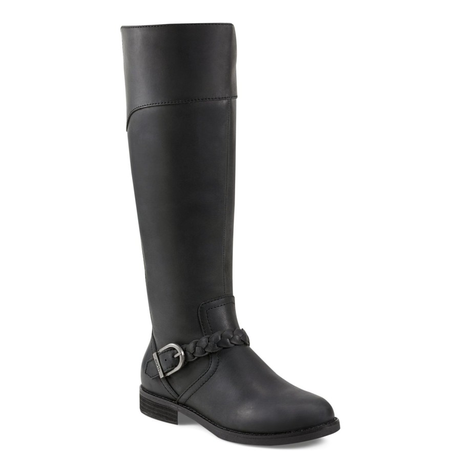 Boots & Booties Earth Shoes | Mira Round Toe High Shaft Casual Boots Black