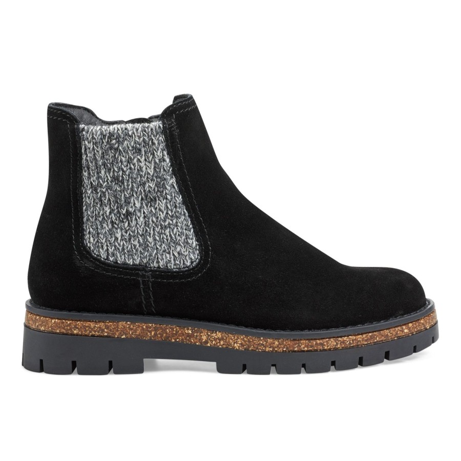 Boots & Booties Earth Shoes | Aydin Round Toe Casual Lug Sole Booties Black