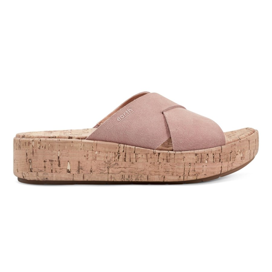 Casual Earth Shoes | Scout Casual Slip-On Wedge Platform Sandals Light Pink