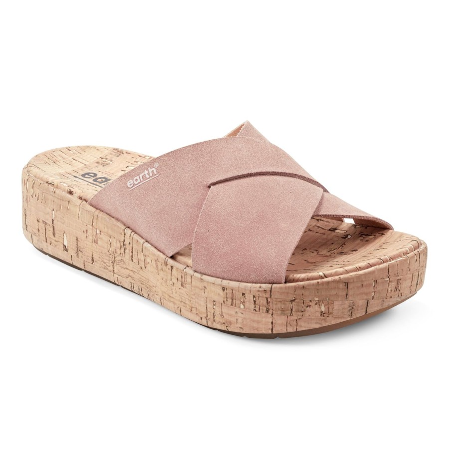 Casual Earth Shoes | Scout Casual Slip-On Wedge Platform Sandals Light Pink