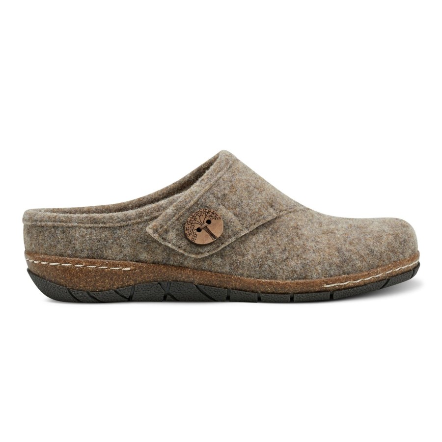 Boots & Booties Earth Shoes | Ezra Round Toe Casual Slip-On Flat Clogs Brown