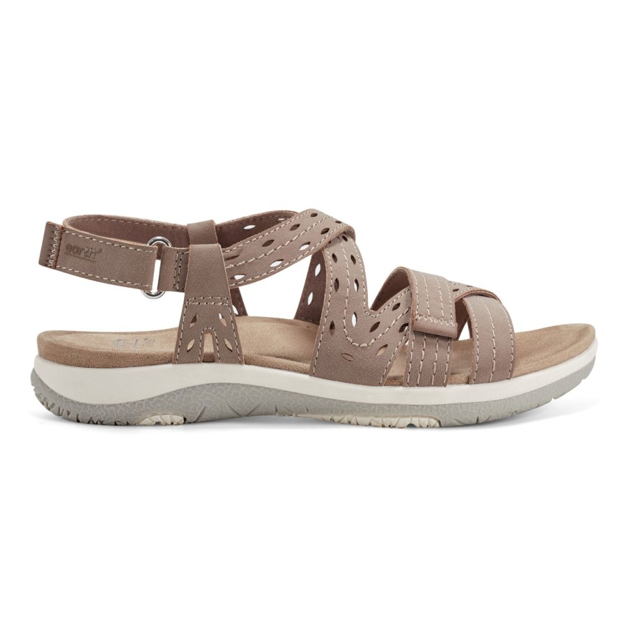 Casual Earth Shoes | Sass Round Toe Strappy Casual Flat Sandals Light Pink