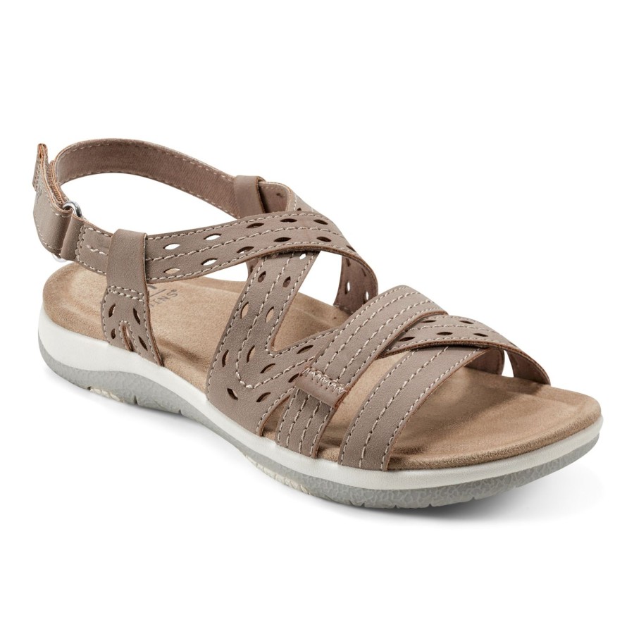 Casual Earth Shoes | Sass Round Toe Strappy Casual Flat Sandals Light Pink