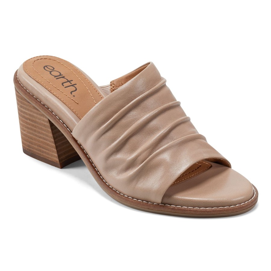 Casual Earth Shoes | Adara Ruched Slip-On Dress Sandals Light Natural