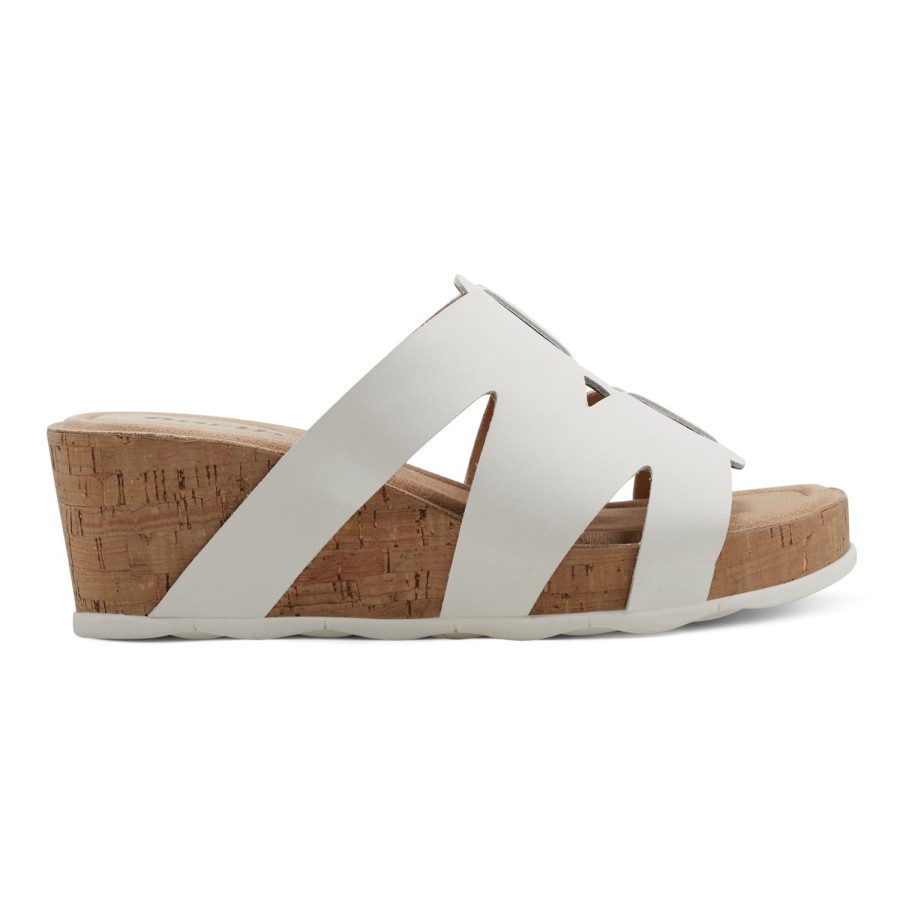 Casual Earth Shoes | Willow Casual Slip-On Mid Cork Wedge Sandals Ivory