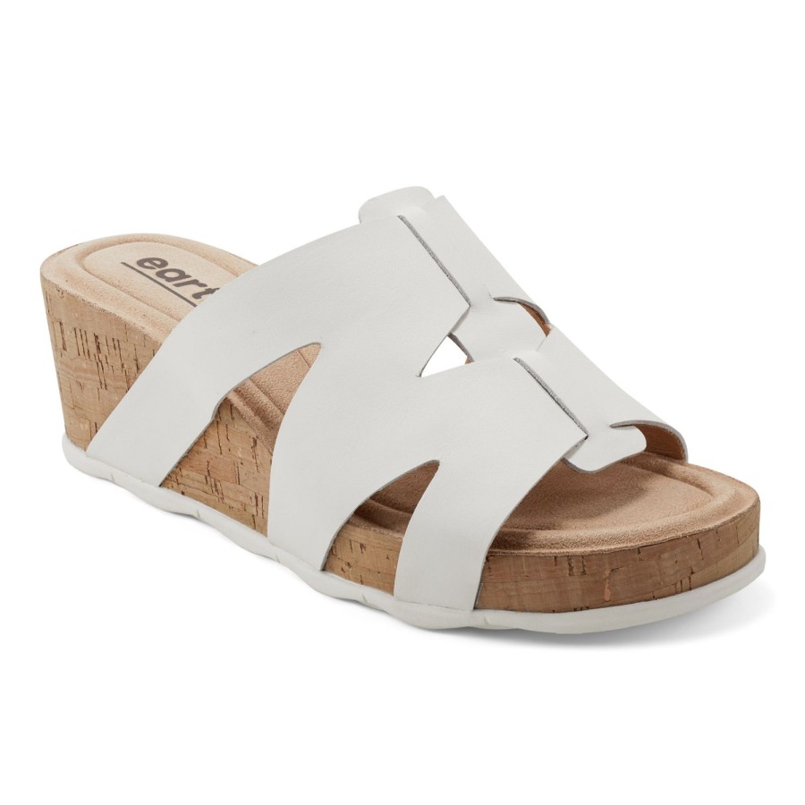 Casual Earth Shoes | Willow Casual Slip-On Mid Cork Wedge Sandals Ivory