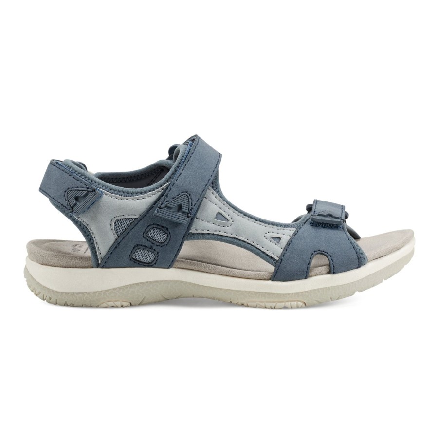 Casual Earth Shoes | Skylar Round Toe Lightweight Casual Flat Sandals Medium Blue