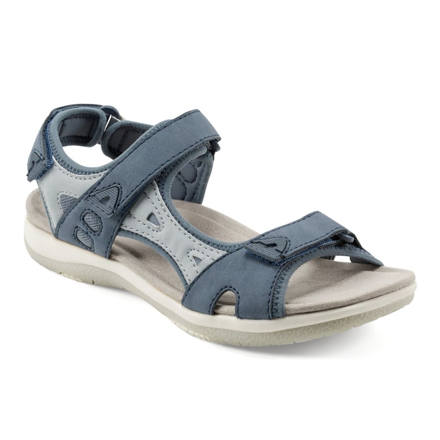 Casual Earth Shoes | Skylar Round Toe Lightweight Casual Flat Sandals Medium Blue