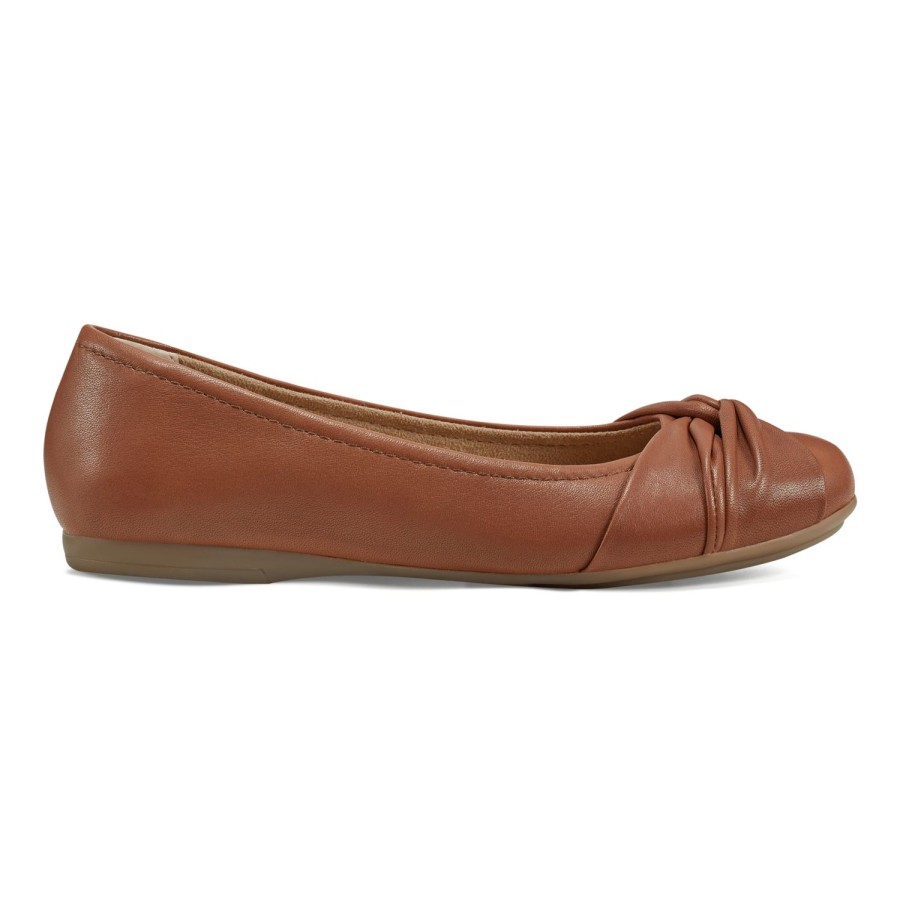 Casual Earth Shoes | Jacci Lightweight Round Toe Slip-On Dress Flats Medium Brown