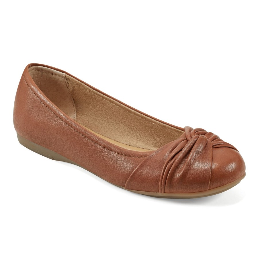 Casual Earth Shoes | Jacci Lightweight Round Toe Slip-On Dress Flats Medium Brown